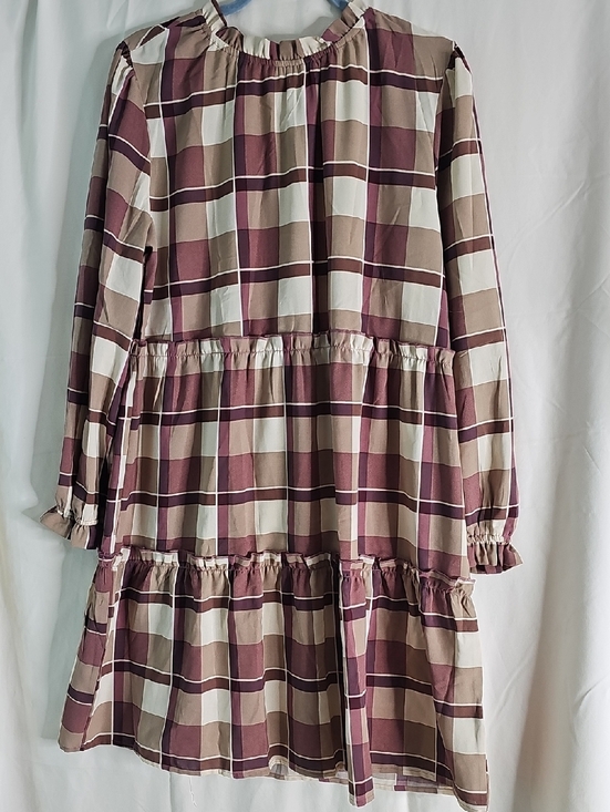 LuLaRoe Other - LuLaRoe Plum, Cream & Tan Plaid Tiered Dress